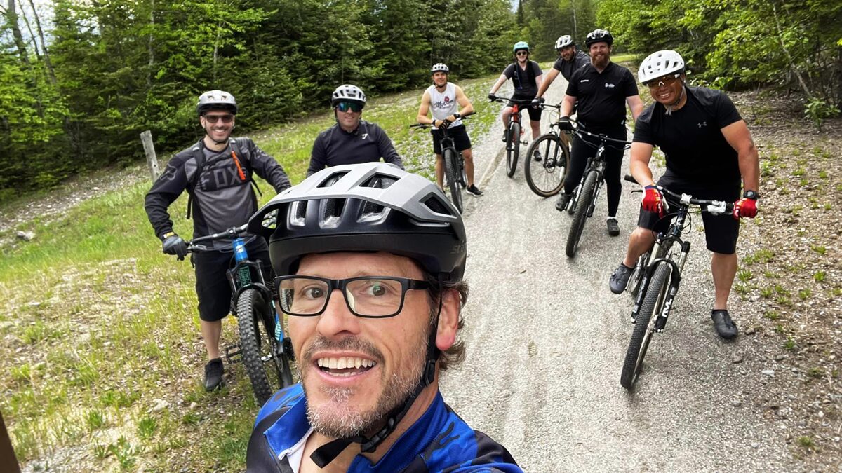 Group of cyclists on the trail.